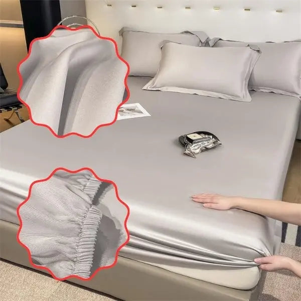 Zestaw z 2 Jedwabna Pościel (2x prześcieradło + 4x jedwabne poszewki GRATIS) | SILKYFIT Matheus 179