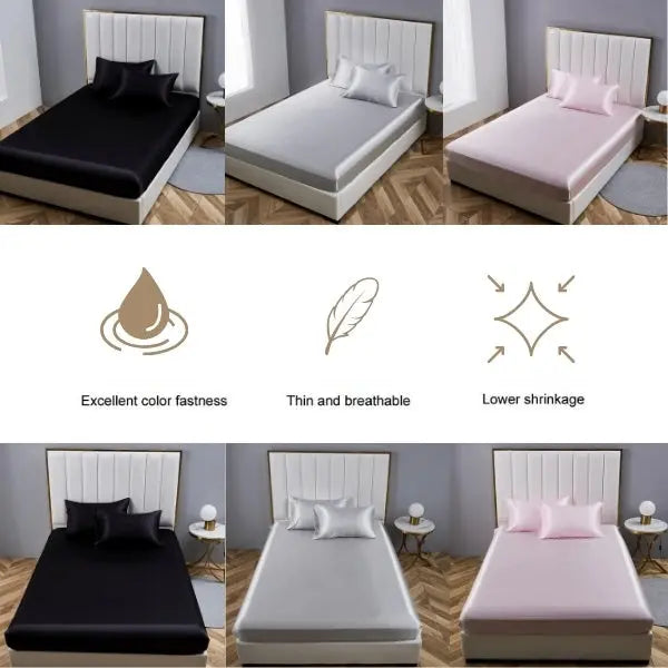 Zestaw z 2 Jedwabna Pościel (2x prześcieradło + 4x jedwabne poszewki GRATIS) | SILKYFIT Matheus